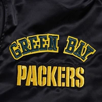 Men's Pro Standard Black Green Bay Packers Sublimated Satin Full-Snap Jacket