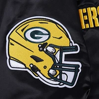 Men's Pro Standard Black Green Bay Packers Sublimated Satin Full-Snap Jacket