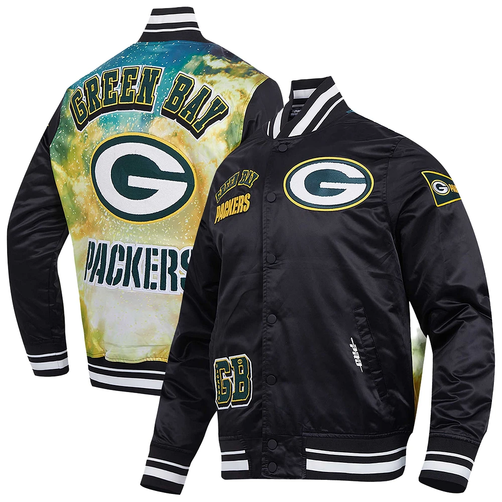 Veste Pro Standard noire en satin sublimé pour homme des Packers de Green Bay