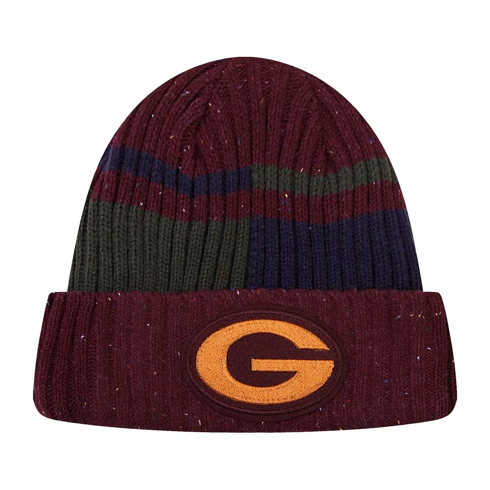 Men's Pro Standard Burgundy Green Bay Packers Speckled Cuffed Knit Hat