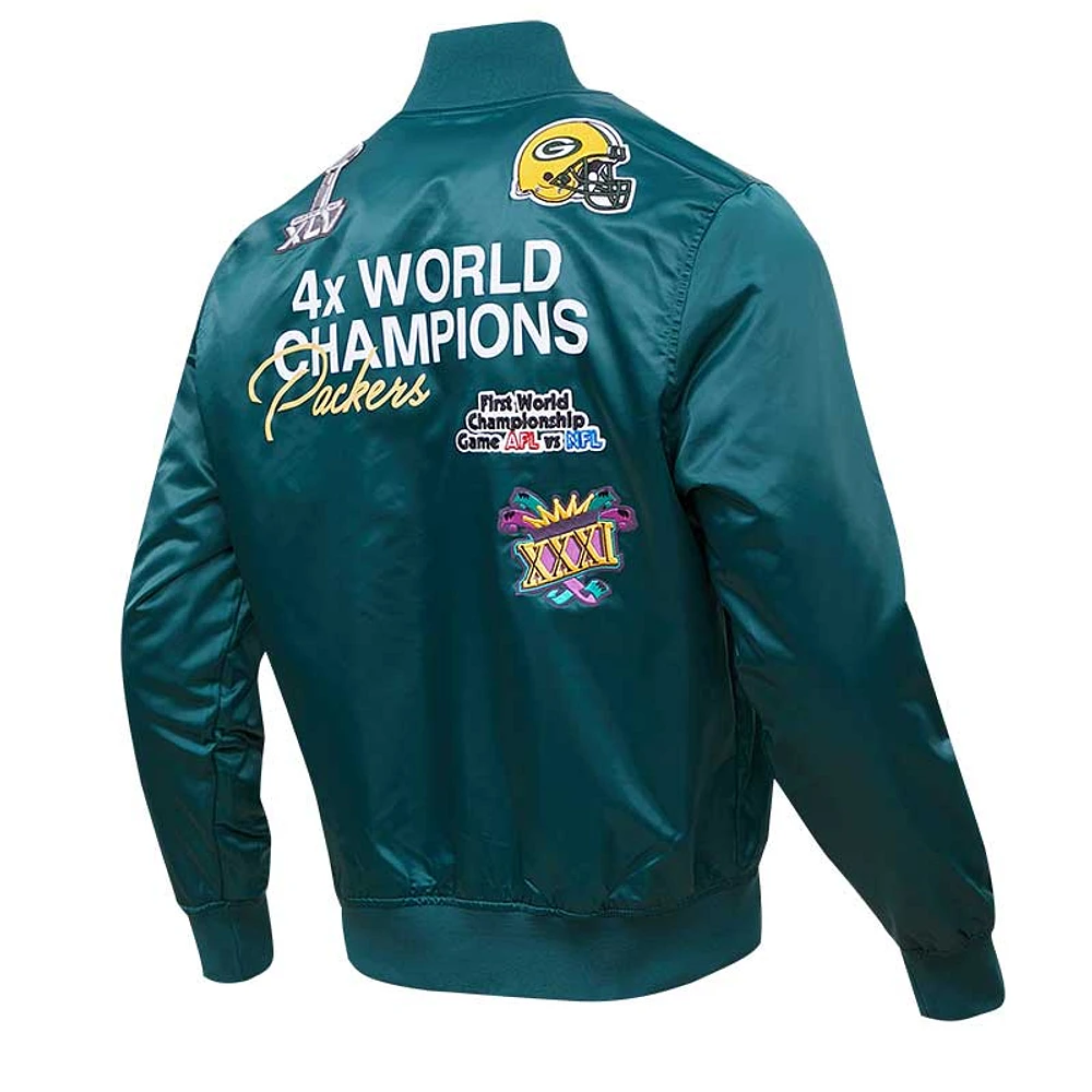Men's Pro Standard Green Bay Packers Championship Satin Full-Snap Varsity Jacket