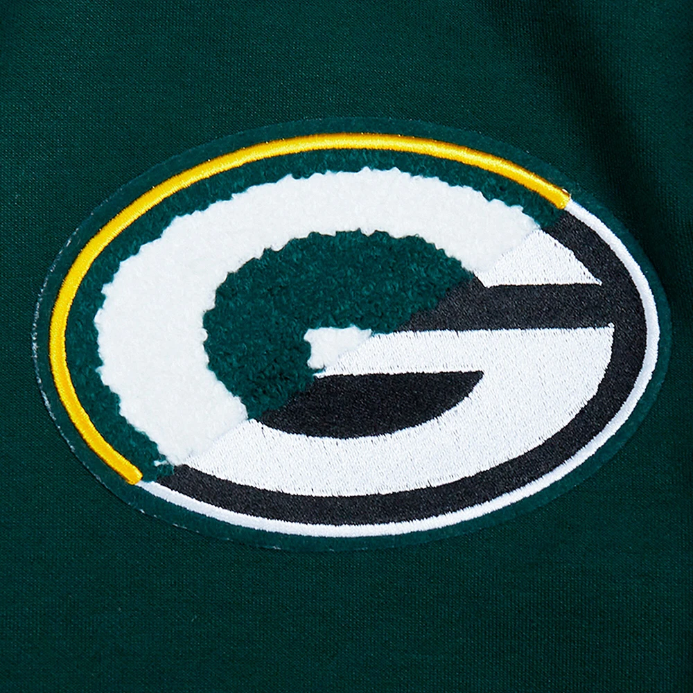 Sweat à capuche zippé en tricot double avec logo fendu Pro Standard Green Bay Packers pour homme