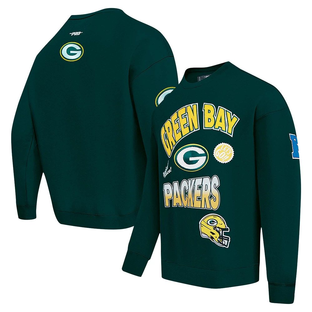 Men's Pro Standard Green Bay Packers Turn It Up Drop Shoulder Pullover Sweatshirt