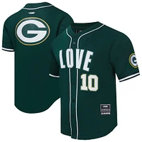 Men's Pro Standard Jordan Love Green Bay Packers Player Name & Number Mesh Button-Up Baseball Shirt