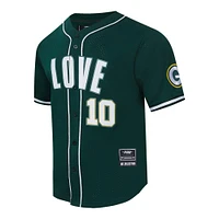 Men's Pro Standard Jordan Love Green Bay Packers Player Name & Number Mesh Button-Up Baseball Shirt