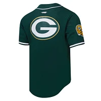 Men's Pro Standard Jordan Love Green Bay Packers Player Name & Number Mesh Button-Up Baseball Shirt