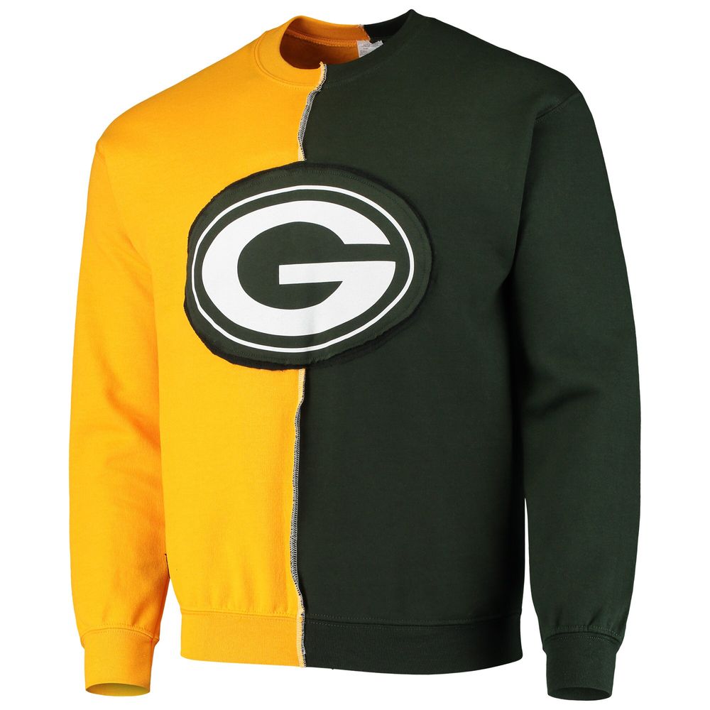 Men's Refried Apparel Gold/Green Green Bay Packers Sustainable Split Center Pullover Sweatshirt