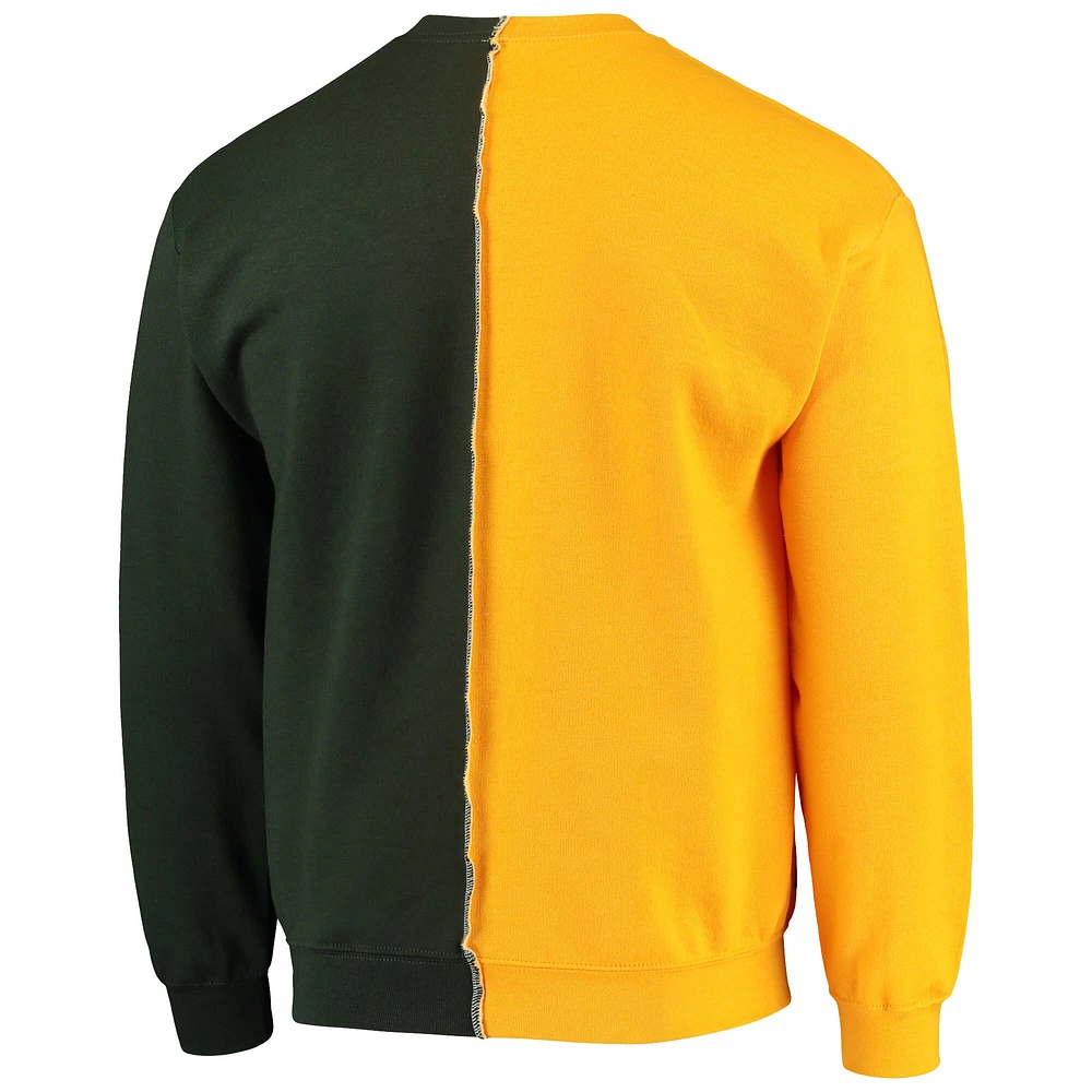 Sweat-shirt Refried Apparel pour homme, or/vert Green Bay Packers, centre fendu durable