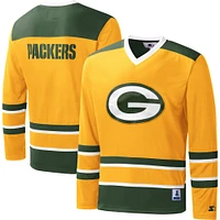 T-shirt à manches longues et col en V pour homme Starter Gold Green Bay Packers