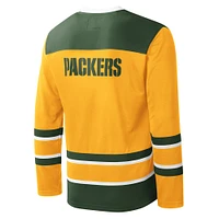 T-shirt à manches longues et col en V pour homme Starter Gold Green Bay Packers