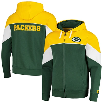 Sweat à capuche entièrement zippé Starter Green Bay Packers pour hommes, vert/or