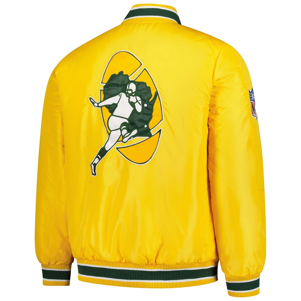 Veste réversible en satin à boutons-pression pour homme des Packers de Green Bay, vert/or