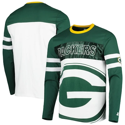 T-shirt à manches longues la mi-temps Green Bay Packers vert/blanc pour homme