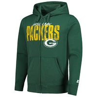 Men's Starter Green Bay Packers Distressed Classic Full-Zip Hoodie