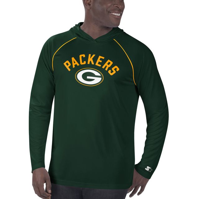 Starter Green Packers de Bay Raglan pour homme - T-shirt à capuche manches longues