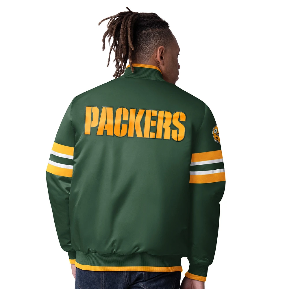 Men's Starter Green Bay Packers Scout I Full-Snap Varsity Jacket