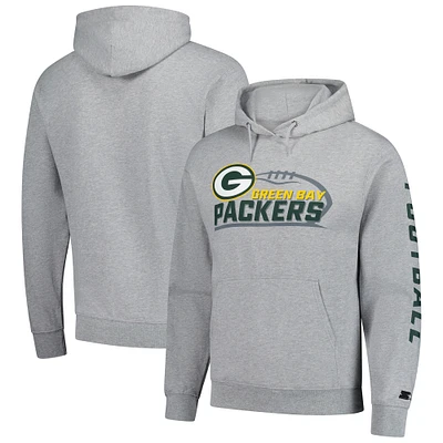 Sweat à capuche vintage Starter Heather Grey Green Bay Packers pour homme