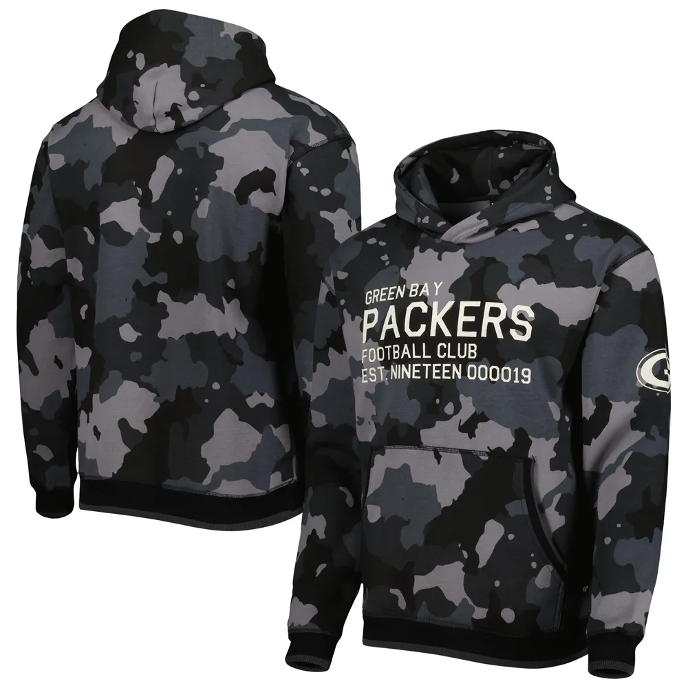 Men's The Wild Collective Black Green Bay Packers Camo Pullover Hoodie