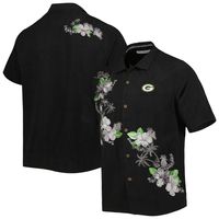 Men's Tommy Bahama Black Green Bay Packers Sport Azule Oasis Camp Button-Up Shirt