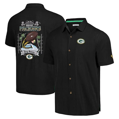 Chemise boutonnée Tommy Bahama pour hommes, Green Bay Packers, Tidal Kickoff Camp, noire