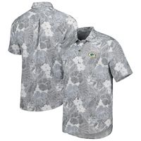 Men's Tommy Bahama Gray Green Bay Packers Coconut Point Playa Floral Camp IslandZone Button-Up Shirt