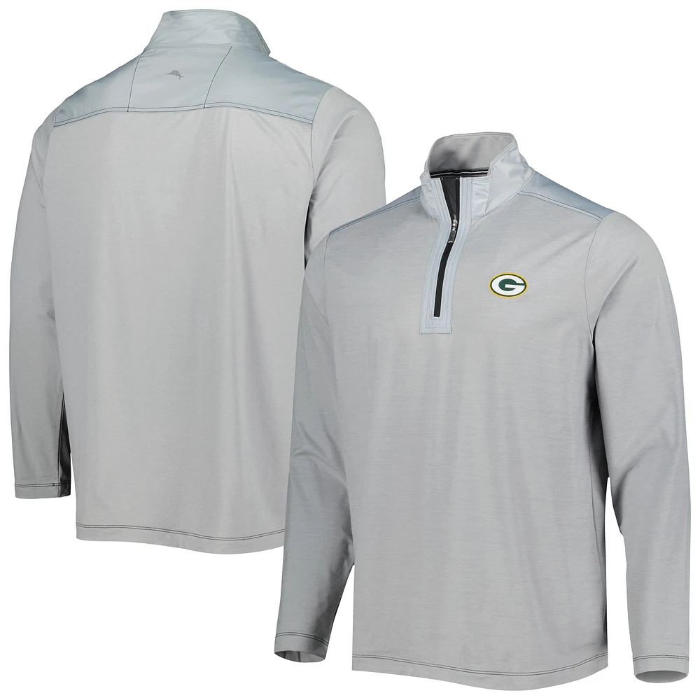 Tommy Bahama Grey Green Bay Packers On Deck IslandZone Veste à demi-fermeture éclair pour homme