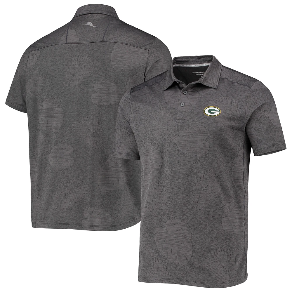 Polo Tommy Bahama Gris Green Bay Packers Palm Coast Delray Frond Allover IslandZone pour homme