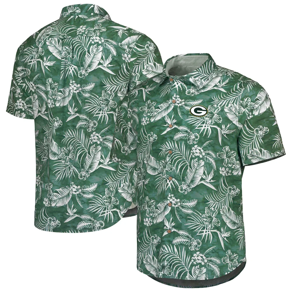 Men's Tommy Bahama Green Bay Packers Aqua Lush Full-Button Shirt