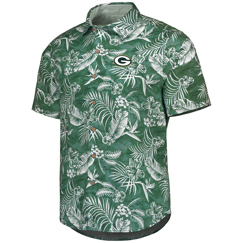 Chemise à boutons complets Tommy Bahama Green Bay Packers Aqua Lush pour homme