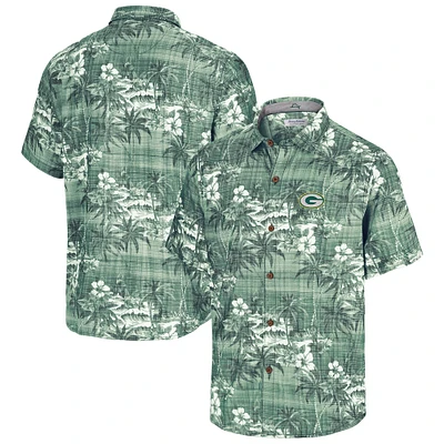 Chemise boutonnée pour homme Tommy Bahama Green Bay Packers Coconut Point Isla Palmetta Camp