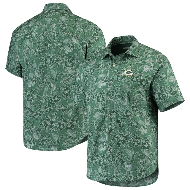 Green Bay Packers Tommy Bahama Tiki Luau Woven Button-Up Shirt - Green