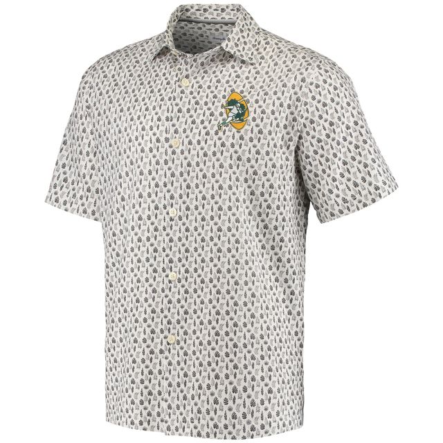 Chemise boutonnée tissée Tommy Bahama pour homme Green Bay Packers Baja Mar Throwback blanche