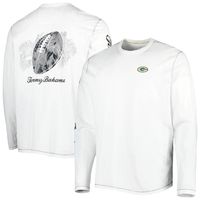 Men's Tommy Bahama White Green Bay Packers Laces Out Billboard Long Sleeve T-Shirt