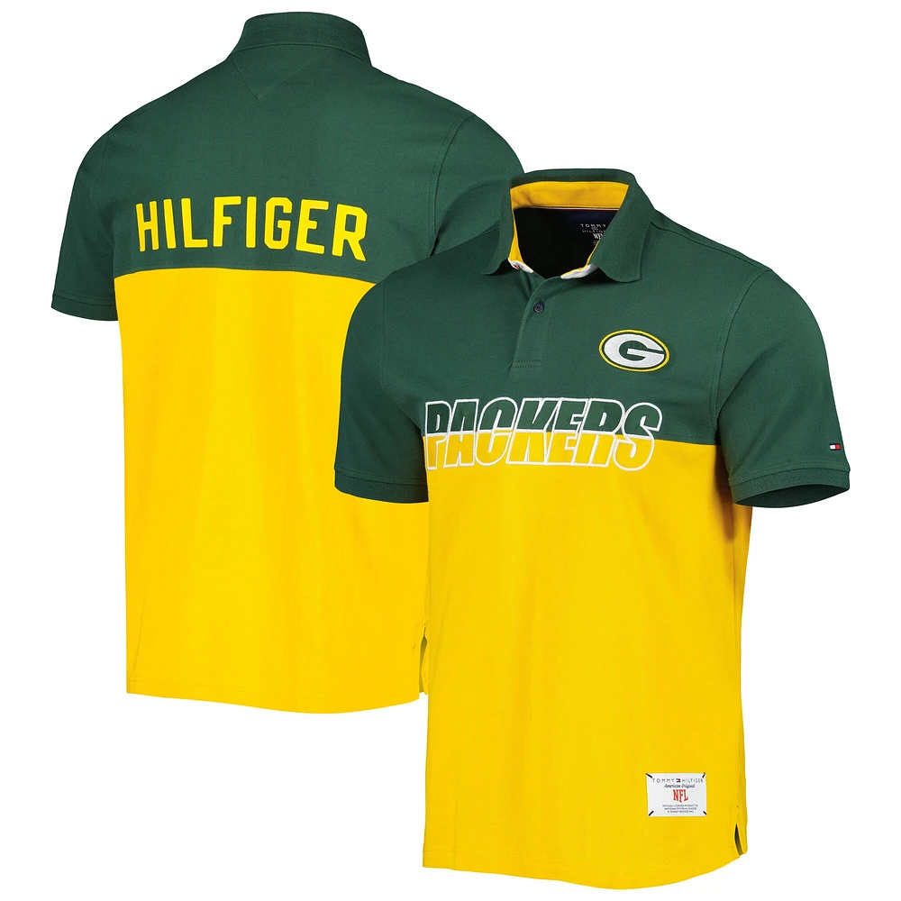 Polo à blocs de couleurs Tommy Hilfiger pour hommes Green Bay Packers or/vert