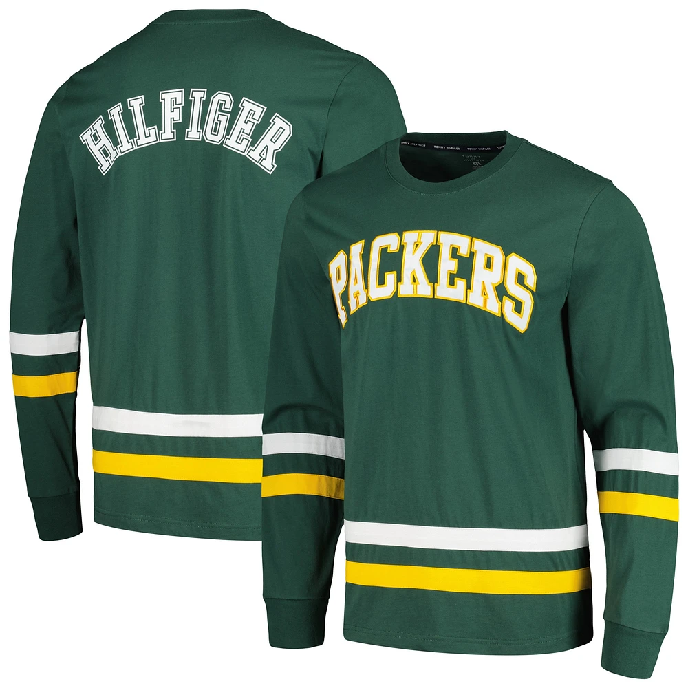 T-shirt à manches longues Tommy Hilfiger vert/or Green Bay Packers Nolan pour hommes