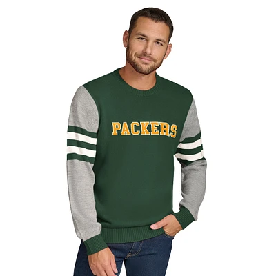 Sweat-shirt ras du cou en acrylique vert/gris chiné Tommy Hilfiger pour homme Green Bay Packers