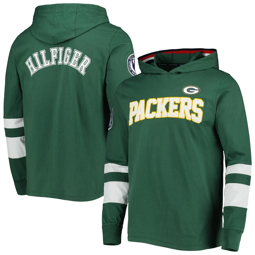 Men's Tommy Hilfiger Green/White Green Bay Packers Alex Long Sleeve Hoodie T-Shirt