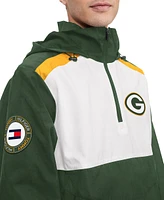 Men's Tommy Hilfiger Green/White Green Bay Packers Carter Half-Zip Hooded Top