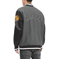 Men's Tommy Hilfiger  Heather Gray/Black Green Bay Packers Gunner Full-Zip Varsity Jacket