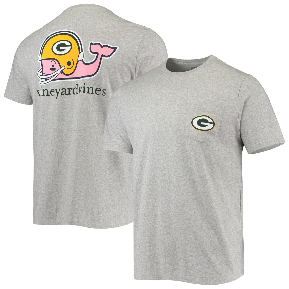 Vineyard Vines Men's Vineyard Vines Heathered Gray Green Bay Packers Team  Whale Helmet T-Shirt