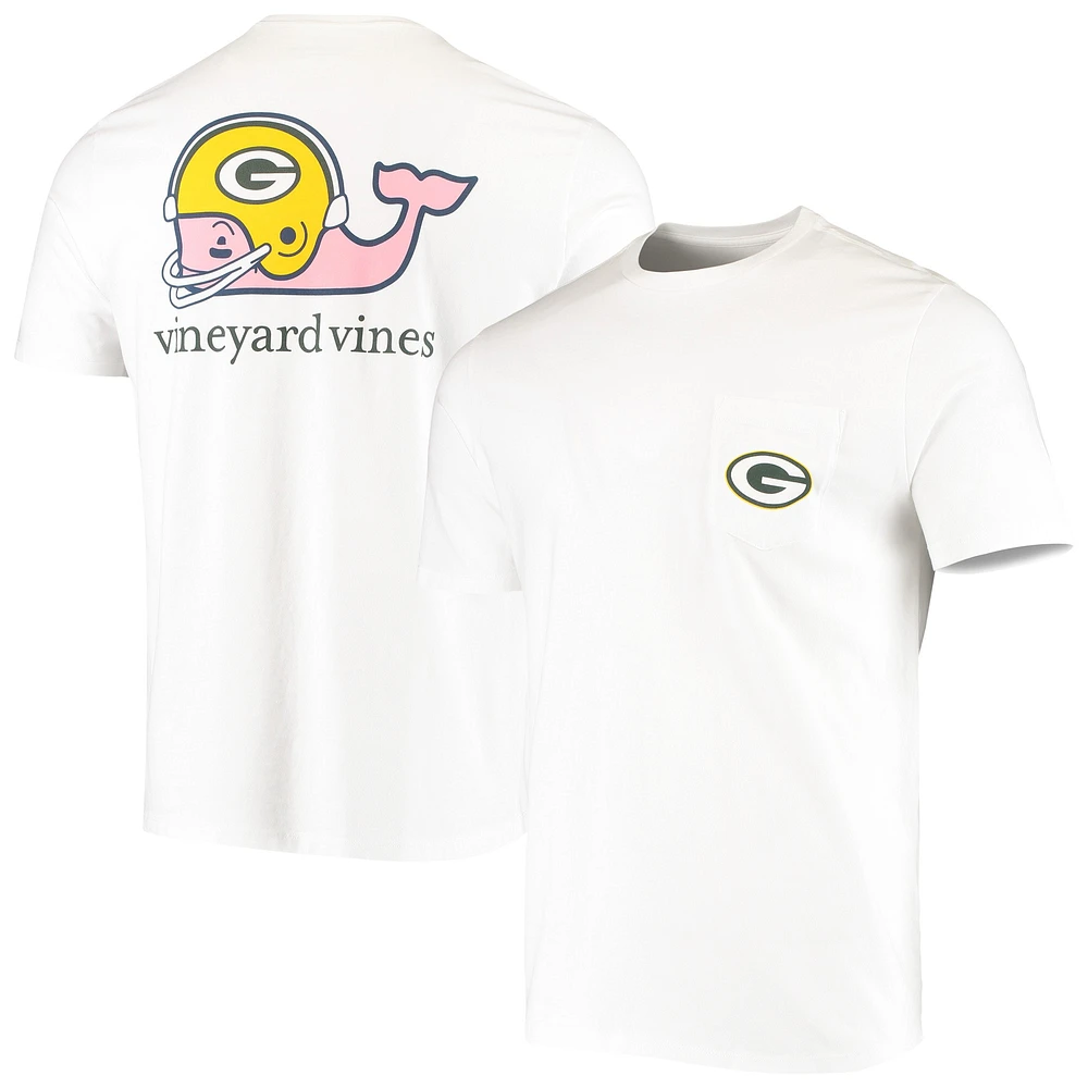 Men's Vineyard Vines White Green Bay Packers Big & Tall Helmet T-Shirt