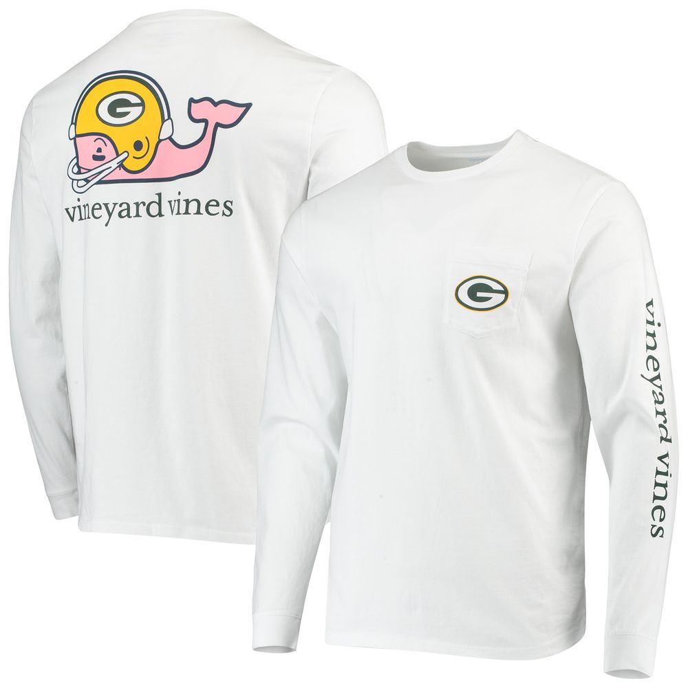 Green Bay Packers Vineyard Vines Team Whale Helmet T-Shirt - Heathered Gray