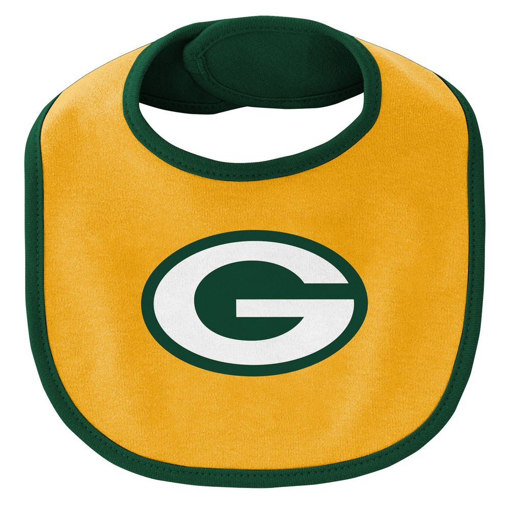 NFL Green Bay Packers Baby Boys Bodysuit, Bib and Cap Outfit Set, 3-Piece