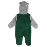 Nouveau-né et nourrisson vert/gris Green Bay Packers Game Nap Teddy Fleece Bunting - Full-Zip Sleeper