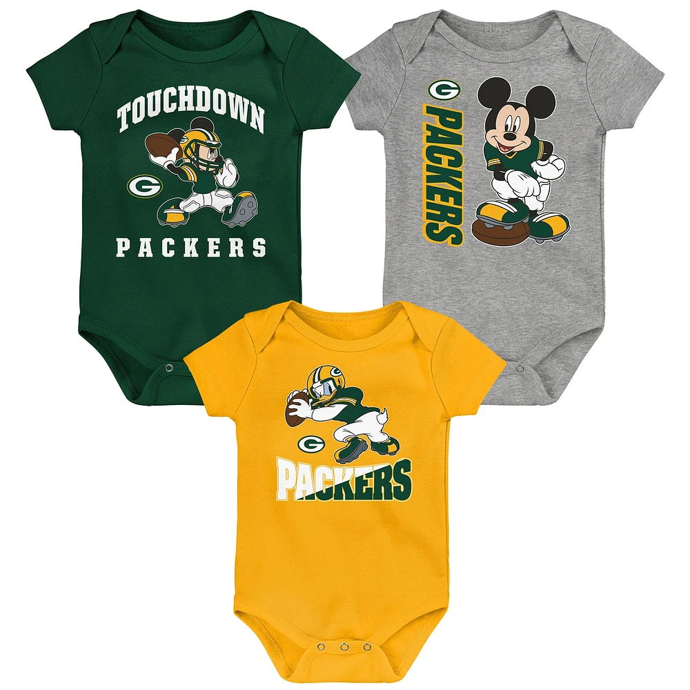 Newborn & Infant Green Bay Packers 3-Peat 3-Pack Bodysuit Set