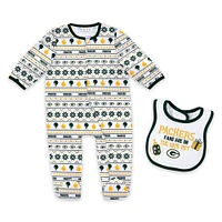 Newborn & Infant WEAR by Erin Andrews Green Bay Packers Allover Print Full-Zip Sleeper Bib Set