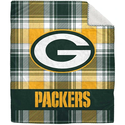 Couverture en peluche Sherpa en flanelle à carreaux Pegasus Green Bay Packers 50" x 60"