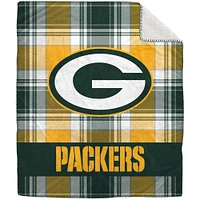 Couverture en peluche Sherpa en flanelle à carreaux Pegasus Green Bay Packers 50" x 60"