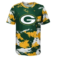T-shirt à motif croisé vert/doré des Green Bay Packers pour enfants d'âge préscolaire