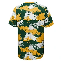 T-shirt à motif croisé vert/doré des Green Bay Packers pour enfants d'âge préscolaire